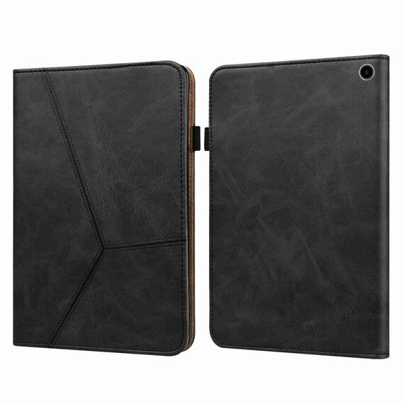 Custodia per tablet in pelle a righe goffrate per Amazon Kindle Fire HD 8 2022 (nera)
