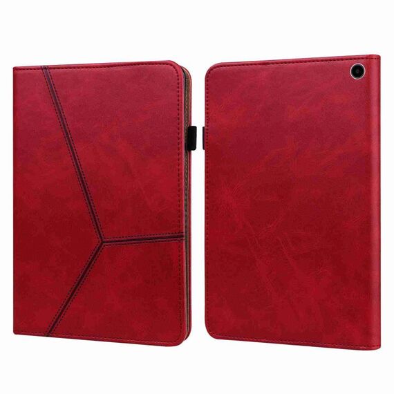 Custodia per tablet in pelle a righe goffrate per Amazon Kindle Fire HD 8 2022 (rossa)