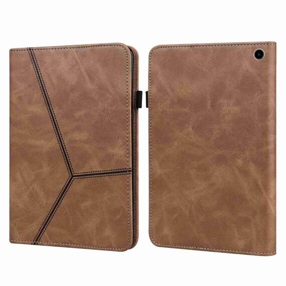 Custodia per tablet in pelle a righe goffrate per Amazon Kindle Fire HD 8 2022 (marrone)