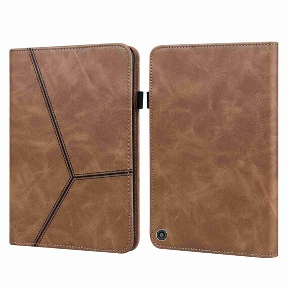 Custodia per tablet in pelle a righe goffrate per Amazon Kindle Fire HD 10 2023 (marrone)