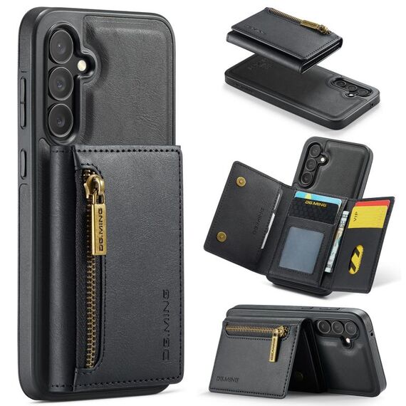 Per Samsung Galaxy S23 FE 5G DG.MING Serie M5 Custodia per telefono in pelle staccabile con cerniera RFID multi card (Nero)