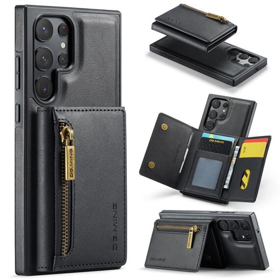 Per Samsung Galaxy S22 Ultra DG.MING Serie M5 Custodia per telefono in pelle staccabile con cerniera RFID multi card (Nero)