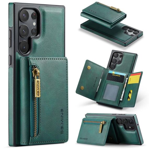 Per Samsung Galaxy S22 Ultra DG.MING Serie M5 Custodia per telefono in pelle staccabile con cerniera RFID multi card (verde)