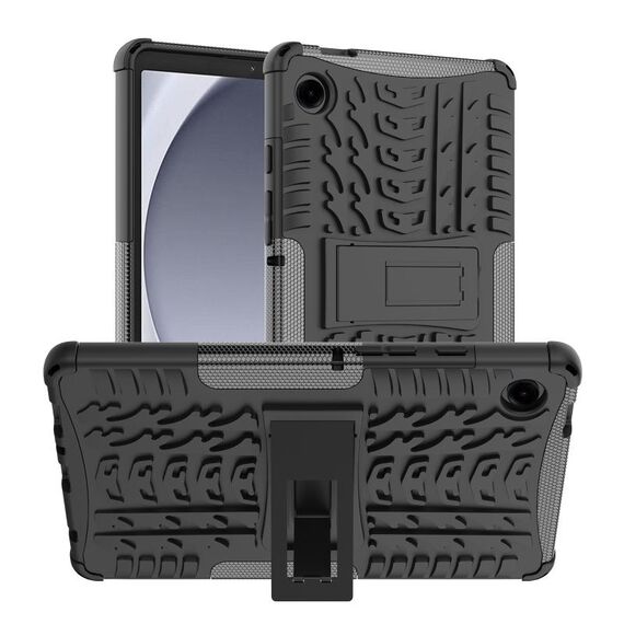 Per Samsung Galaxy Tab A9 Custodia in TPU con texture per pneumatici + custodia per tablet PC con supporto (nero)