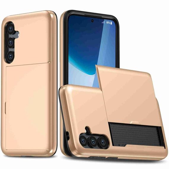 Custodia per telefono con armatura antiurto per Samsung Galaxy S24+ 5G con slot per schede (oro)