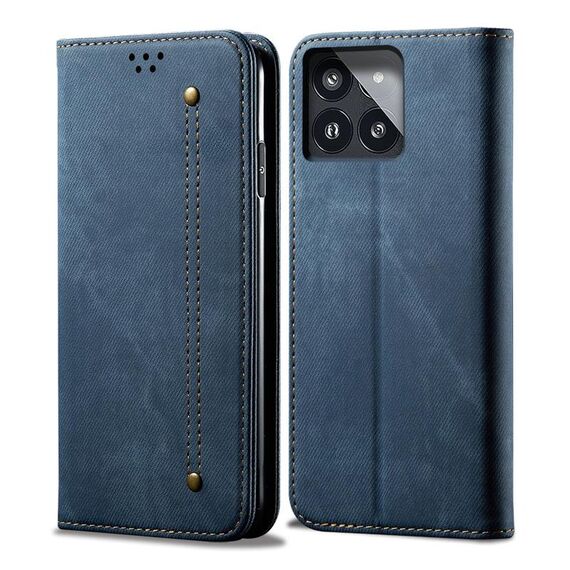 Custodia in pelle con flip orizzontale stile casual per Xiaomi Redmi K70/K70 Pro Texture Denim (Blu)