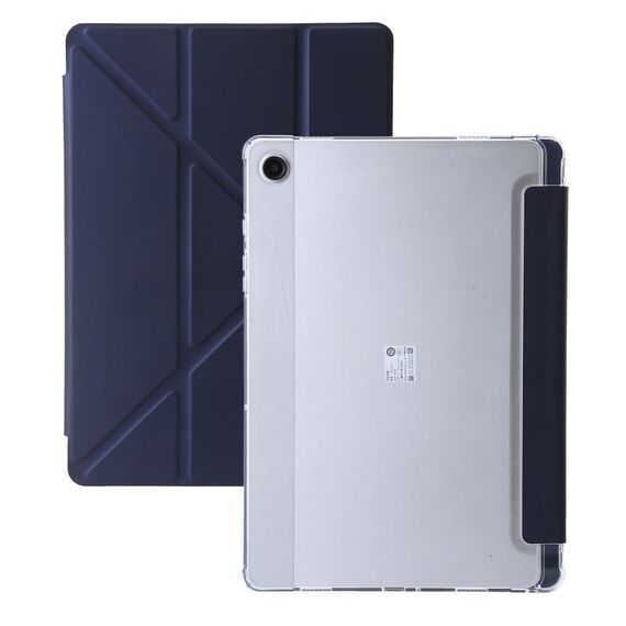 Per Samsung Galaxy Tab A9 Custodia per tablet in pelle con deformazione acrilica trasparente (blu scuro)