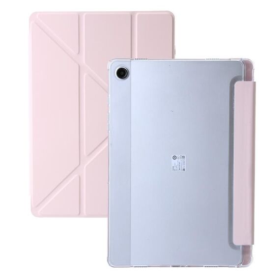 Per Samsung Galaxy Tab A9+ Custodia per tablet in pelle con deformazione acrilica trasparente (rosa)