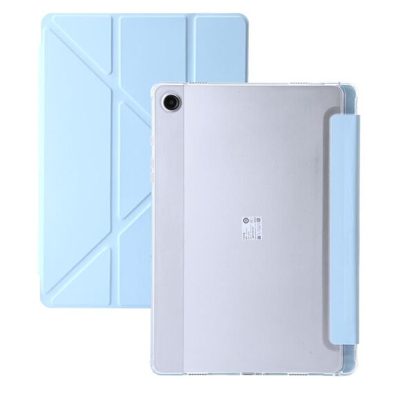 Per Samsung Galaxy Tab A9+ Custodia per tablet in pelle con deformazione acrilica trasparente (blu ghiaccio)