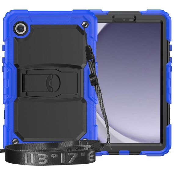 Custodia per tablet PC idrica in silicone per Samsung Galaxy Tab A9 con tracolla e supporto (blu scuro)