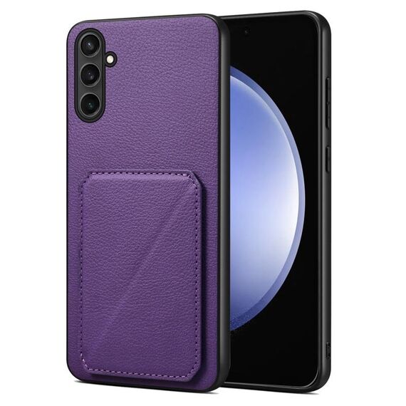 Per Samsung Galaxy S23 FE 5G Denior Custodia posteriore in similpelle di vitello con supporto (viola)
