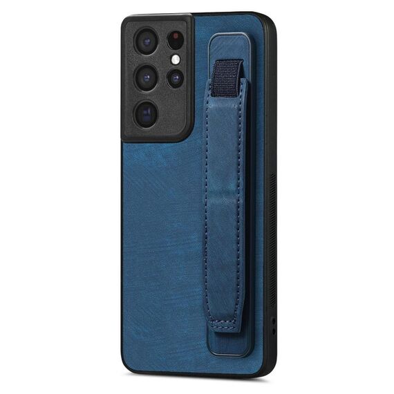 Per Samsung Galaxy S21 Ultra 5G Custodia retro in pelle con supporto per cinturino retrò (blu)