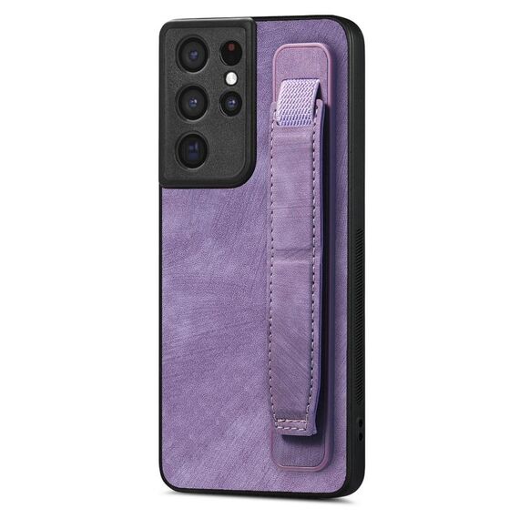 Per Samsung Galaxy S21 Ultra 5G Custodia retro in pelle con supporto per cinturino retrò (viola)