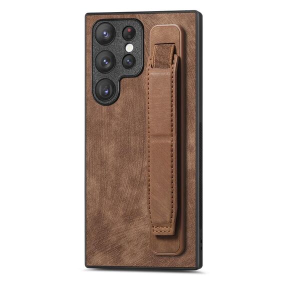 Per Samsung Galaxy S22 Ultra 5G Custodia retro in pelle con supporto per cinturino retrò (marrone)