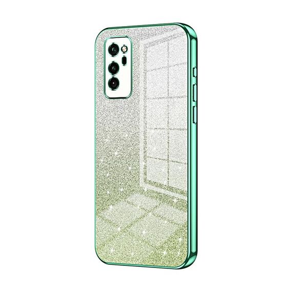 Custodia per telefono elettrolitico in polvere glitter sfumata per Honor V30 (verde)