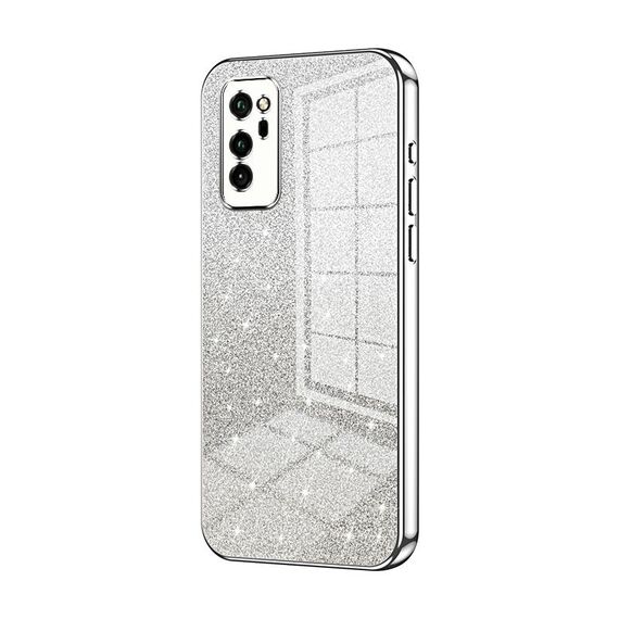 Custodia per telefono elettrolitico in polvere glitter sfumata per Honor V30 (argento)