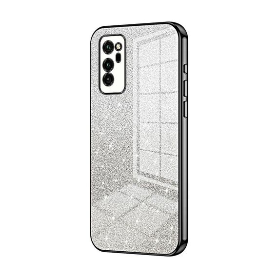 Custodia per telefono elettrolitico in polvere glitter sfumata per Honor V30 (nera)