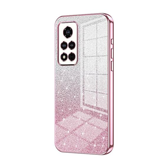 Custodia per telefono elettrolitico in polvere glitter sfumata per Honor V40 (rosa)