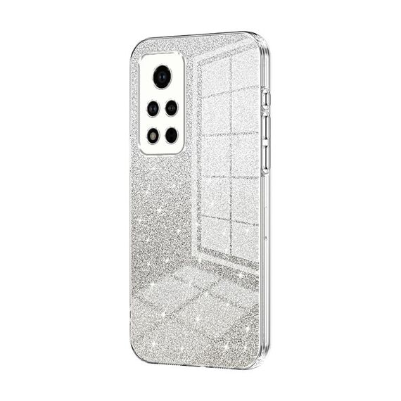 Custodia per telefono elettrolitico in polvere glitter sfumata per Honor V40 (trasparente)