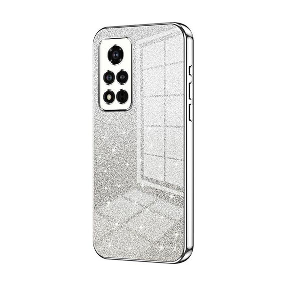 Custodia per telefono elettrolitico in polvere glitter sfumata per Honor V40 (argento)