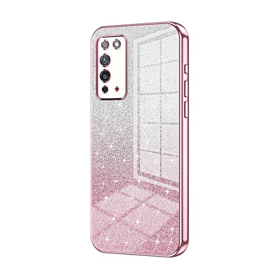 Custodia per telefono elettrolitico in polvere glitter sfumata per Honor X10 (rosa)