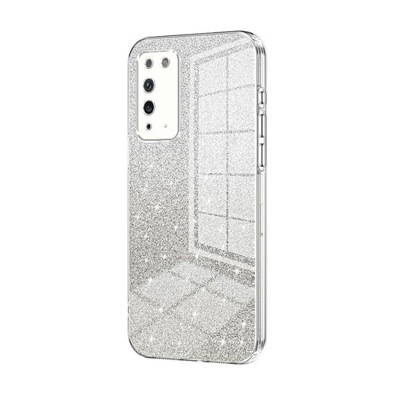 Custodia per telefono elettrolitico in polvere glitter sfumata per Honor X10 (trasparente)