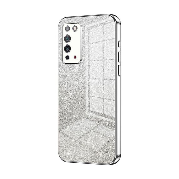 Custodia per telefono elettrolitico in polvere glitter sfumata per Honor X10 (argento)