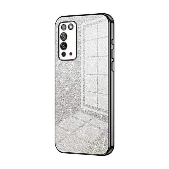 Custodia per telefono elettrolitico in polvere glitter sfumata per Honor X10 (nera)