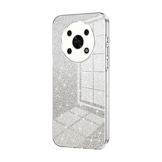 Custodia per telefono elettrolitico in polvere glitter sfumata per Honor X30 / X9 5G (trasparente)