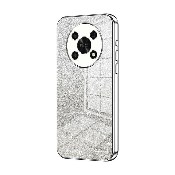 Custodia per telefono elettrolitico in polvere glitter sfumata per Honor X30 / X9 5G (Argento)