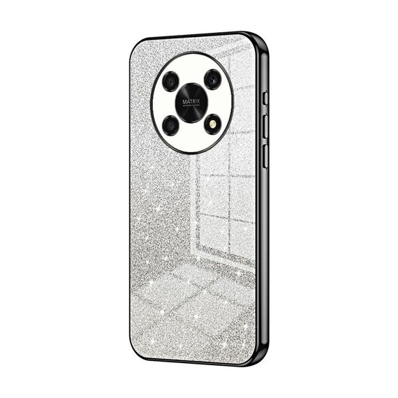 Custodia per telefono elettrolitico in polvere glitter sfumata per Honor X30 / X9 5G (nero)