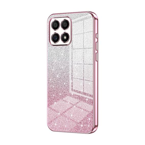 Custodia per telefono elettrolitico in polvere glitter sfumata per Honor X30i (rosa)