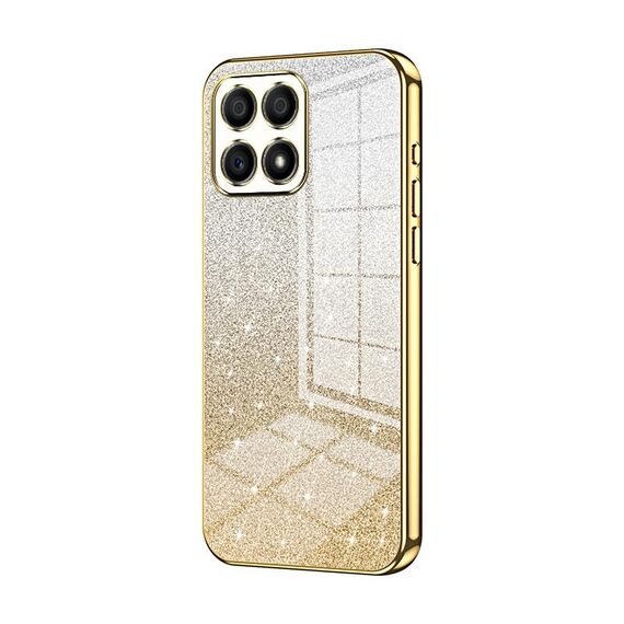 Custodia per telefono elettrolitico in polvere glitter sfumata per Honor X30i (oro)