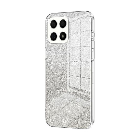 Custodia per telefono elettrolitico in polvere glitter sfumata per Honor X30i (trasparente)