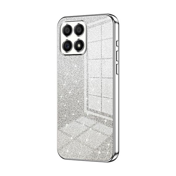 Custodia per telefono elettrolitico in polvere glitter sfumata per Honor X30i (argento)