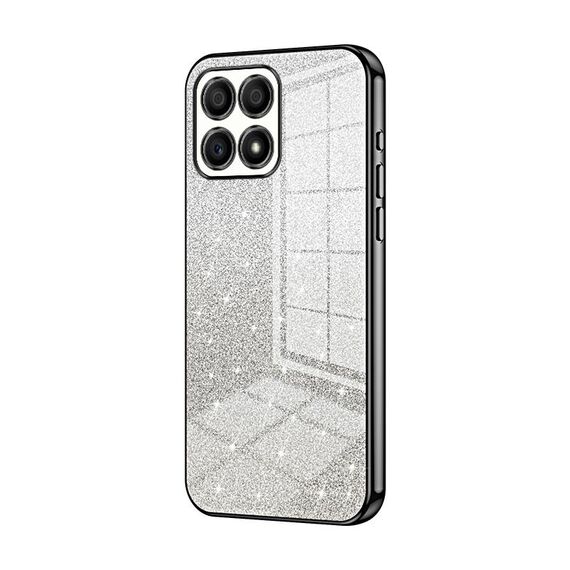 Custodia per telefono elettrolitico in polvere glitter sfumata per Honor X30i (nera)