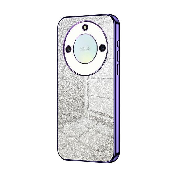 Custodia per telefono elettrolitico con polvere glitterata sfumata per Honor X40 5G / Magic5 Lite / X9a (viola)