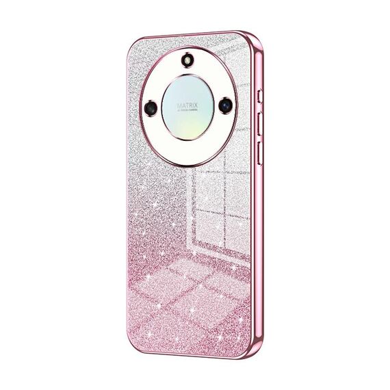 Custodia per telefono elettrolitico con polvere glitterata sfumata per Honor X40 5G / Magic5 Lite / X9a (rosa)