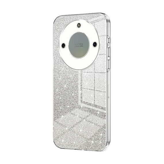 Custodia per telefono elettrolitico con polvere glitterata sfumata per Honor X40 5G / Magic5 Lite / X9a (trasparente)