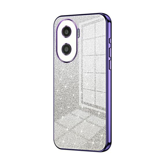 Custodia per telefono elettrolitico con polvere glitterata sfumata per Honor X40i / Play 7T Pro (viola)
