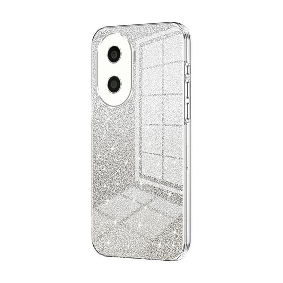 Custodia per telefono elettrolitico con polvere glitterata sfumata per Honor X40i / Play 7T Pro (trasparente)