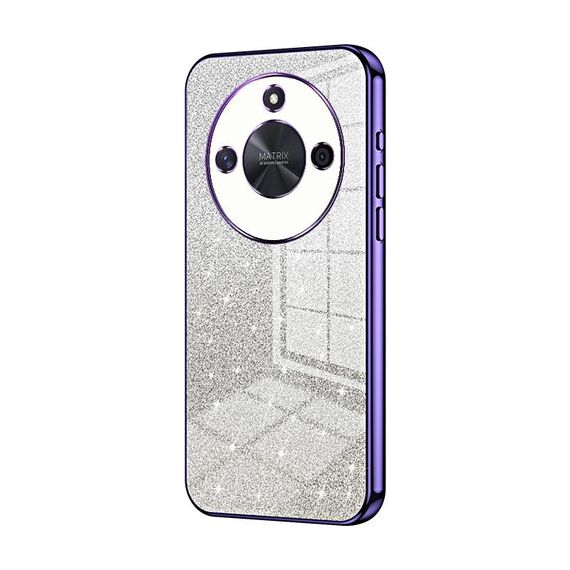 Custodia per telefono elettrolitico in polvere glitter sfumata per Honor X50 (viola)