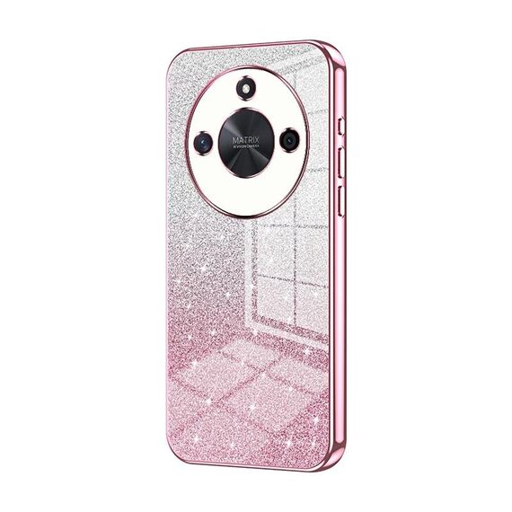 Custodia per telefono elettrolitico in polvere glitter sfumata per Honor X50 (rosa)