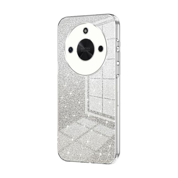 Custodia per telefono elettrolitico in polvere glitter sfumata per Honor X50 (trasparente)
