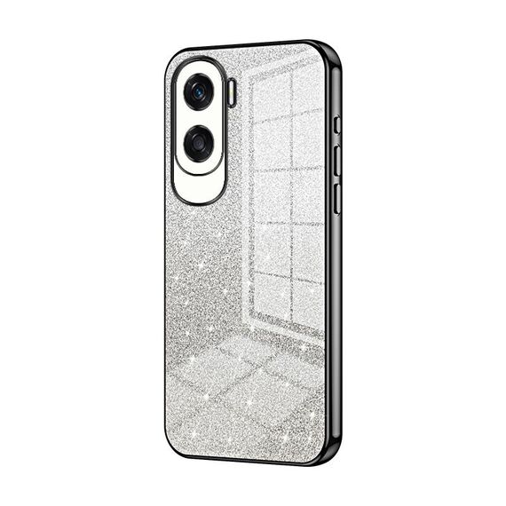 Custodia per telefono elettrolitico in polvere glitter sfumata per Honor X50i / 90 Lite (nera)