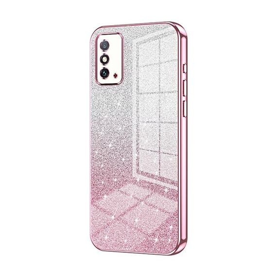 Custodia per telefono elettrolitica in polvere glitterata sfumata per Honor X10 Max / X30 Max (rosa)