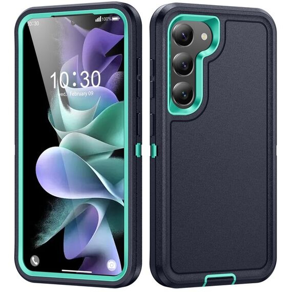 Per Samsung Galaxy S24 5G Life Custodia rigida impermeabile per telefono (blu scuro + azzurro)