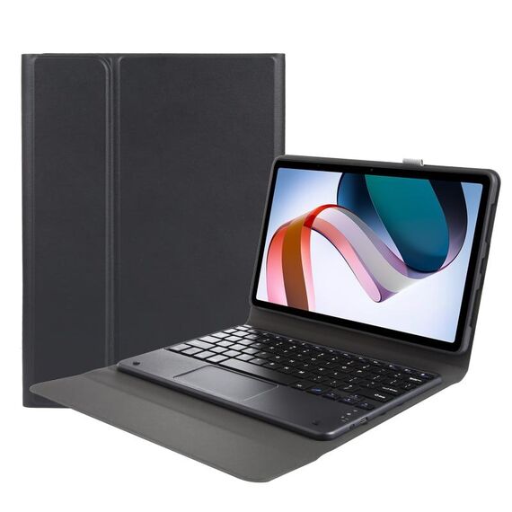 Per Xiaomi Redmi Pad SE Custodia in pelle ultrasottile con tastiera Bluetooth e touchpad (nero)