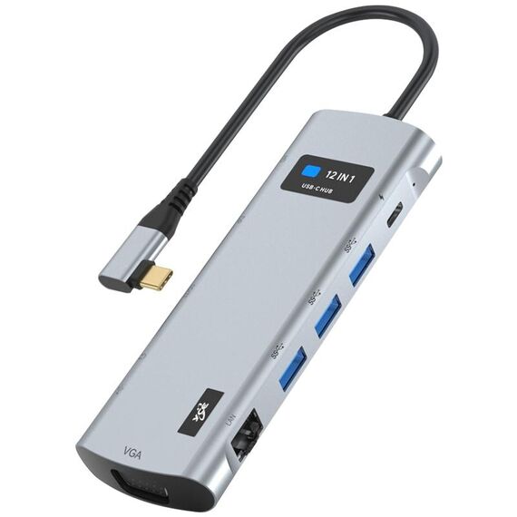 Adattatore HUB per docking station intelligente Z261 12 in 1 a gomito da USB-C/Tipo-C a USB MST Smart