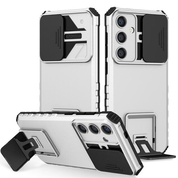 Custodia per telefono scorrevole Camshield con supporto stereoscopico per Samsung Galaxy S24 5G (bianco)